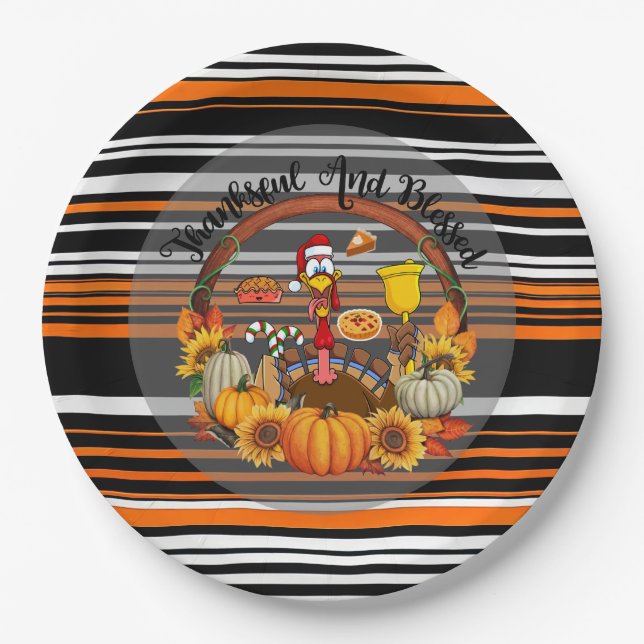 Beautiful Popular Thanksgiving Autumn Collection Paper Plate (Front)