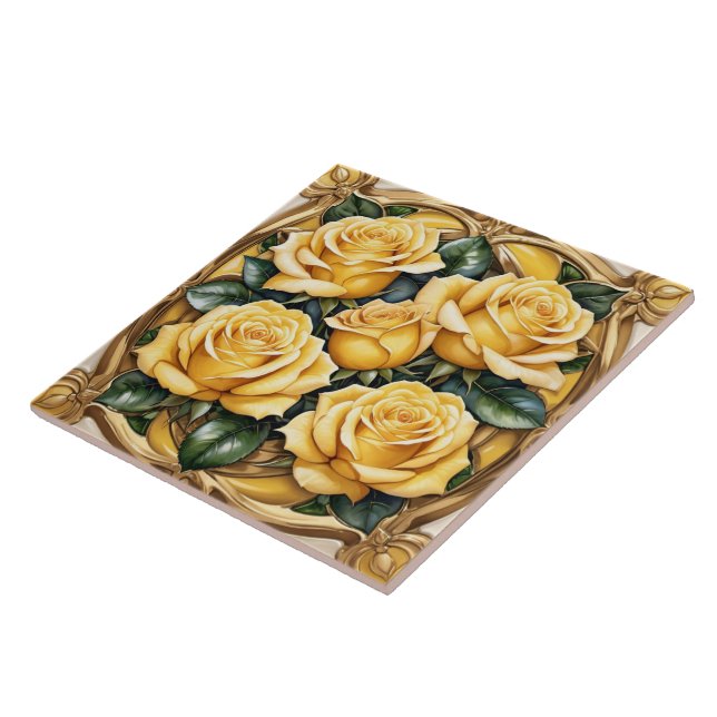Beautiful Popular Yellow Rose Collection Tile (Side)