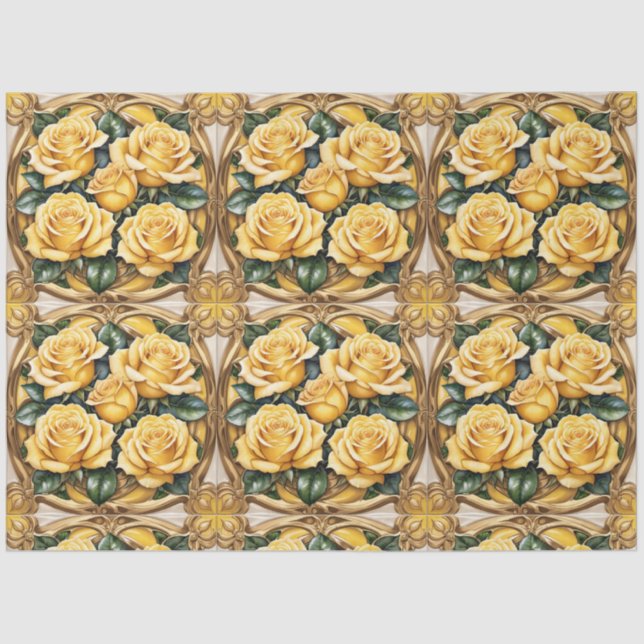 Beautiful Popular Yellow Rose Collection Tissue Paper (Front)