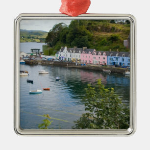 Beautiful port and sailboats with reflections in 2 metal tree decoration