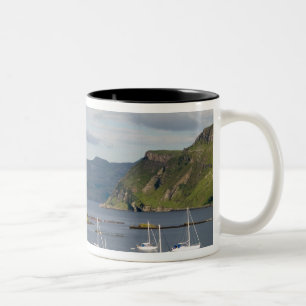 Beautiful port and sailboats with reflections in Two-Tone coffee mug