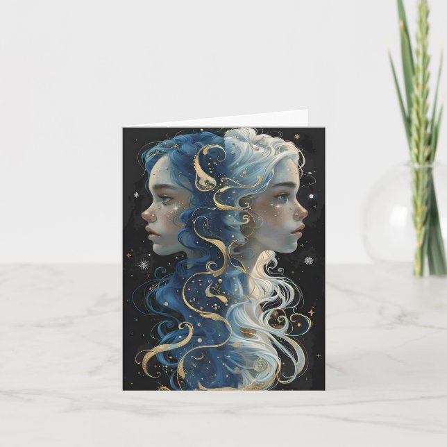 Beautiful Portrait Gemini Zodiac Cards (Front)