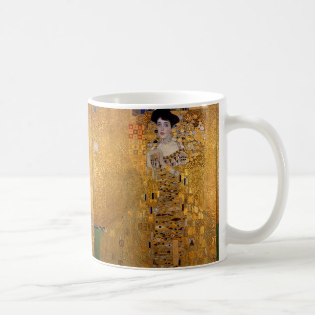 Beautiful portrait of a lady by Gustav Klimt,Deco Coffee Mug (Right)