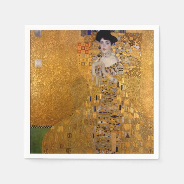Beautiful portrait of a lady by Gustav Klimt,Deco Napkin (Front)