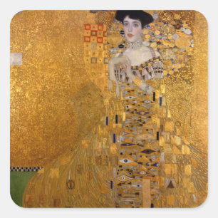 Beautiful portrait of a lady by Gustav Klimt,Deco Square Sticker