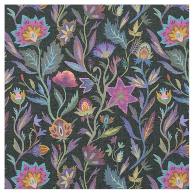 Beautiful practical black and purple Victorian Fabric (Close Up)