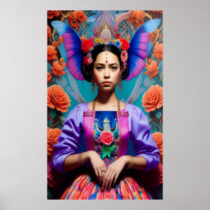 Beautiful princess with floral dress poster