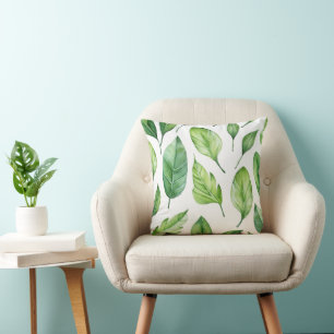 beautiful print with delicate green leaves  cushion