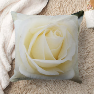 Beautiful pristine white rose photo polyester cushion