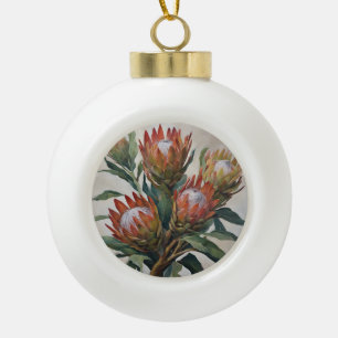 Beautiful Protea Flowers from South Africa Ceramic Ball Christmas Ornament