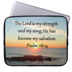 Beautiful Psalm 118:14 Sunrise Photo Design Laptop Sleeve
