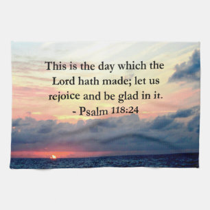BEAUTIFUL PSALM 118:24 SUNRISE OVER THE OCEAN TEA TOWEL