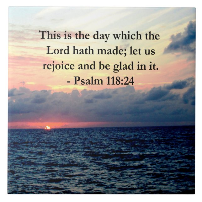 BEAUTIFUL PSALM 118:24 SUNRISE OVER THE OCEAN TILE (Front)