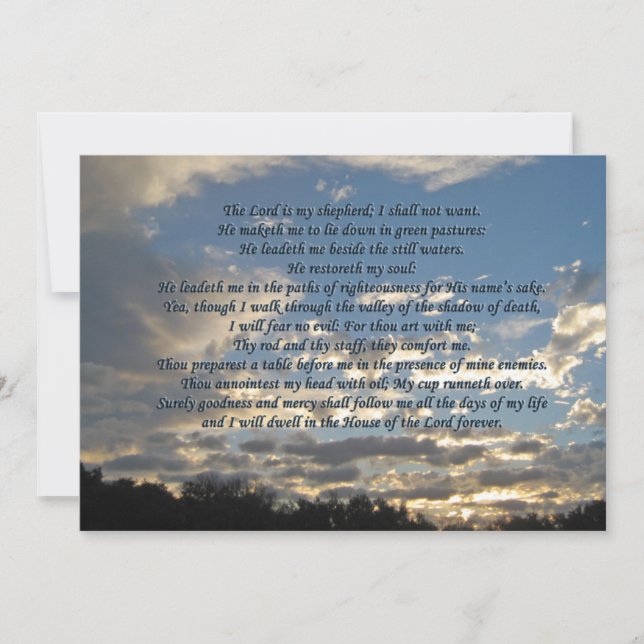 Beautiful Psalm 23 Christian Bible Verse Sunrise Card (Front)