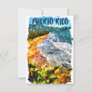 Beautiful Puerto Rico Watercolor Beach Card