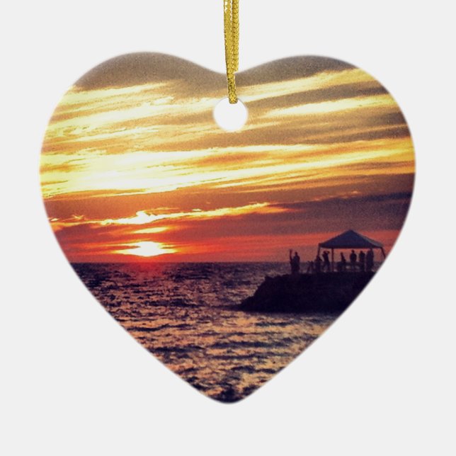 Beautiful Puerto Vallarta Sunset Ceramic Tree Decoration (Front)