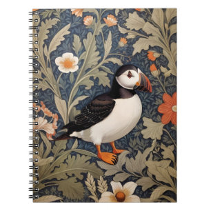 Beautiful Puffin William Morris Inspired Notebook