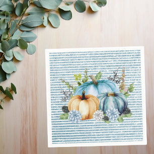 Beautiful Pumpkin Blue Thanksgiving Watercolor Napkin