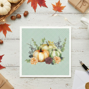 Beautiful Pumpkin Fall Thanksgiving Watercolor Napkin