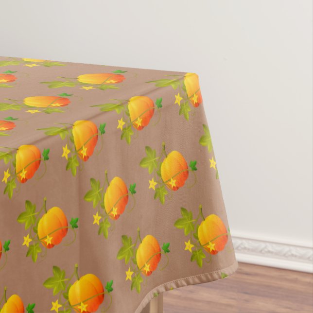 Beautiful Pumpkins on Lucky Beige Tablecloth (In Situ)