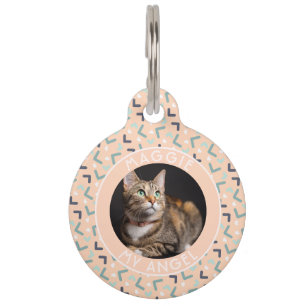 Beautiful Puppy Gift Memphis Motif Pet Tag