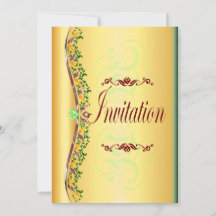 Beautiful  purple and green in gold Invitation