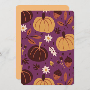 Beautiful Purple and Orange Pumpkin Pattern Invitation