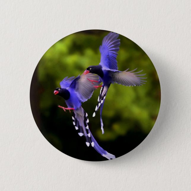 Beautiful Purple Birds in Flight Button (Front)