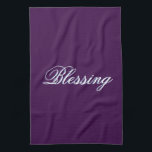 Beautiful Purple Blessing Kitchen Towel<br><div class="desc">Dark purple kitchen tea towel. The text can be personalised to any colour and any message,   and or text is removable.</div>
