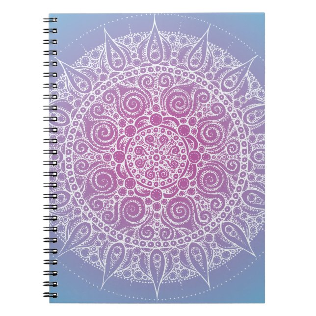Beautiful Purple/Blue Oriental Design Spiral Notebook (Front)