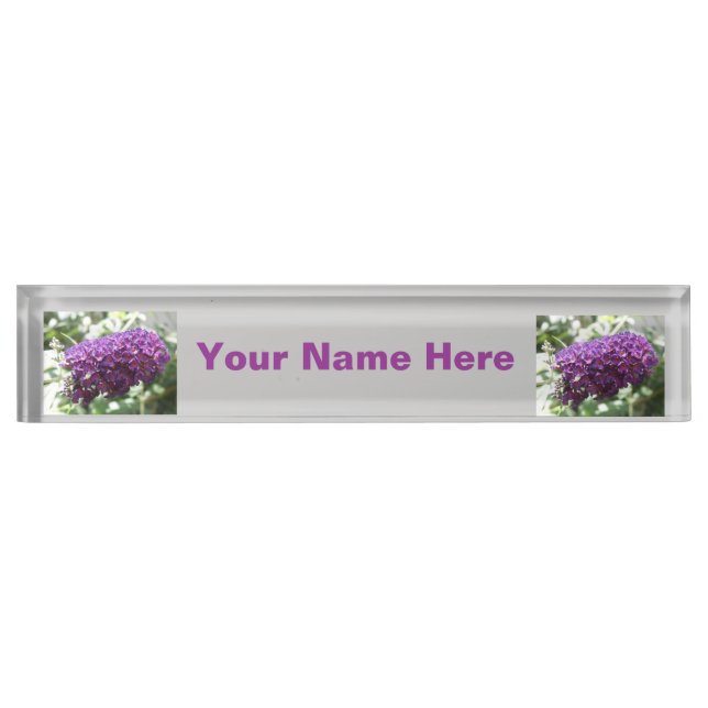 Beautiful Purple Buddleia Flowers Custom Nameplate (Front)