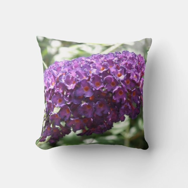 Beautiful Purple Buddleia Flowers Pillow (Front)