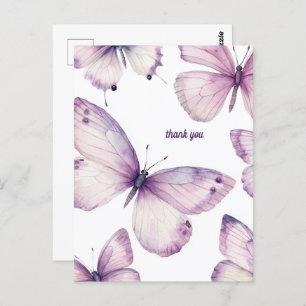 Beautiful Purple Butterflies THANK YOU Postcard