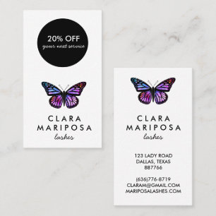 Beautiful Purple Butterfly Beauty Yoga Illustrated Discount Card