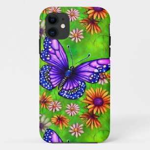 Beautiful Purple Butterfly Flower Meadow Case-Mate iPhone Case