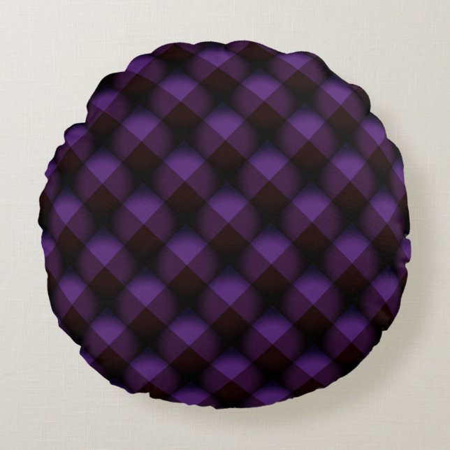 Beautiful Purple Checked Round Cushion (Front)