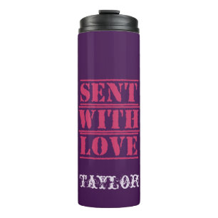 Beautiful Purple Design Sent with Love Customise Thermal Tumbler