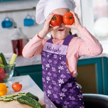 Beautiful Purple Floral Daisy Flower Custom Kids  Apron<br><div class="desc">Pretty royal purple and lavender flowers decorate this cute violet floral kids apron with beautiful white hearts and cool shapes. Lovely personalised gift for a girl who loves to cook.</div>