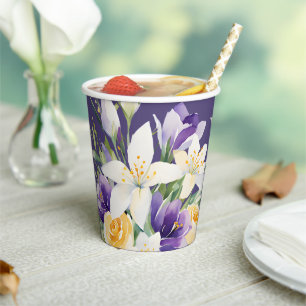 Beautiful Purple Floral Easter Blossoms Paper Cups