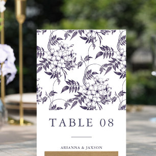 Beautiful Purple Floral Wedding Table Number