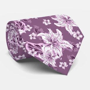 Beautiful purple flower pattern tie