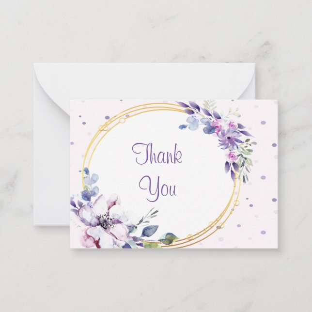 Beautiful Purple Flower Thank You Card (Front)