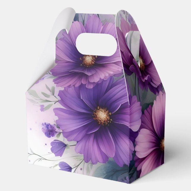 Beautiful Purple Flowers Favour Box (Back)