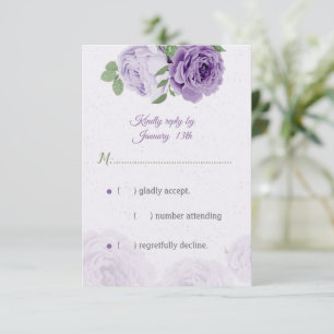 beautiful purple flowers green leaves botanical RS RSVP Card