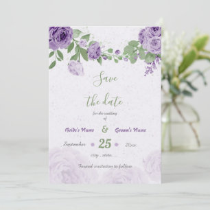 beautiful purple flowers green leaves botanical save the date
