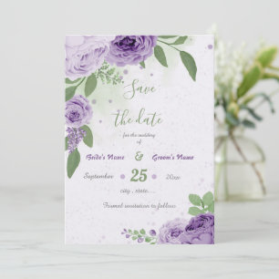 beautiful purple flowers green leaves botanical save the date