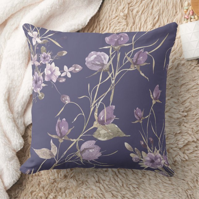 Beautiful Purple Flowers Winter October Autumn Cushion (Blanket)