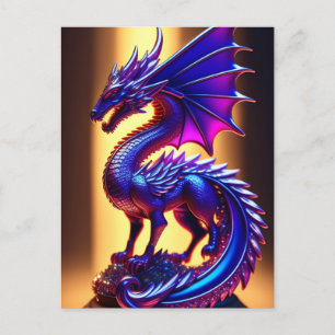 Beautiful Purple Glass Dragon Statue   Postcard