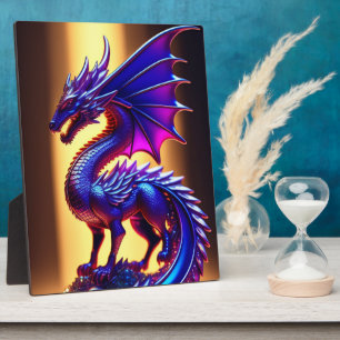 Beautiful Purple Glass Dragon Statue Tabletop Plaque