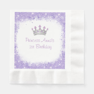 Beautiful Purple Glitter, Custom Birthday Party Napkin